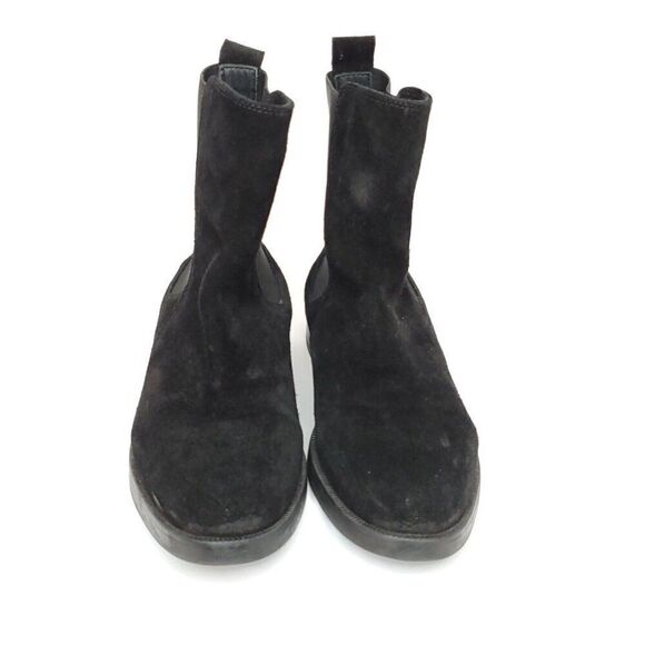 Emanuele Crasto Suede Chelsea Boot 39 US 8 Black Mid Calf Block Heel Italy - Picture 3 of 8